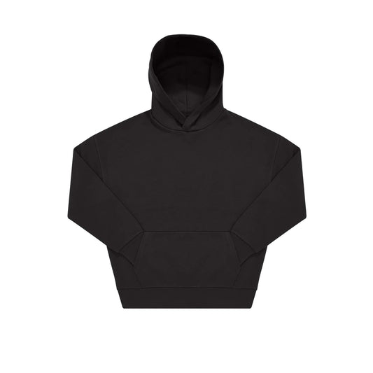 Vorderseite schwarzer oversized Hoodie
